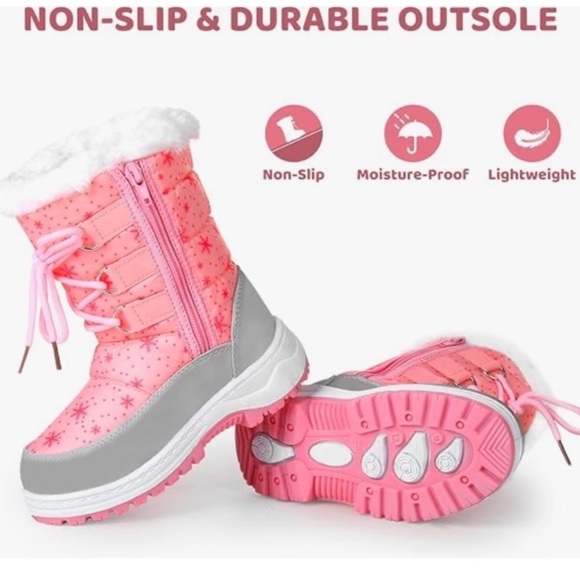 Cozy Pink and White Snow Boots - Picture 6 of 6
